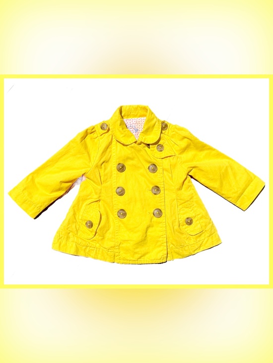 Cherokee Other - Yellow Peacoat Trench Coat Jacket 12 mo Classic Portrait Picture Girl GUC Retro